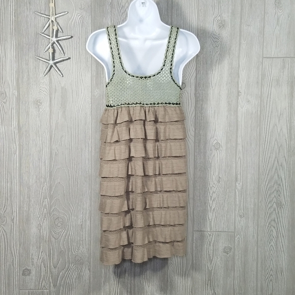 Moon River Dress Large Crocheted Boho Ruffle Summer Tiered Sleeveless - Picture 5 of 10